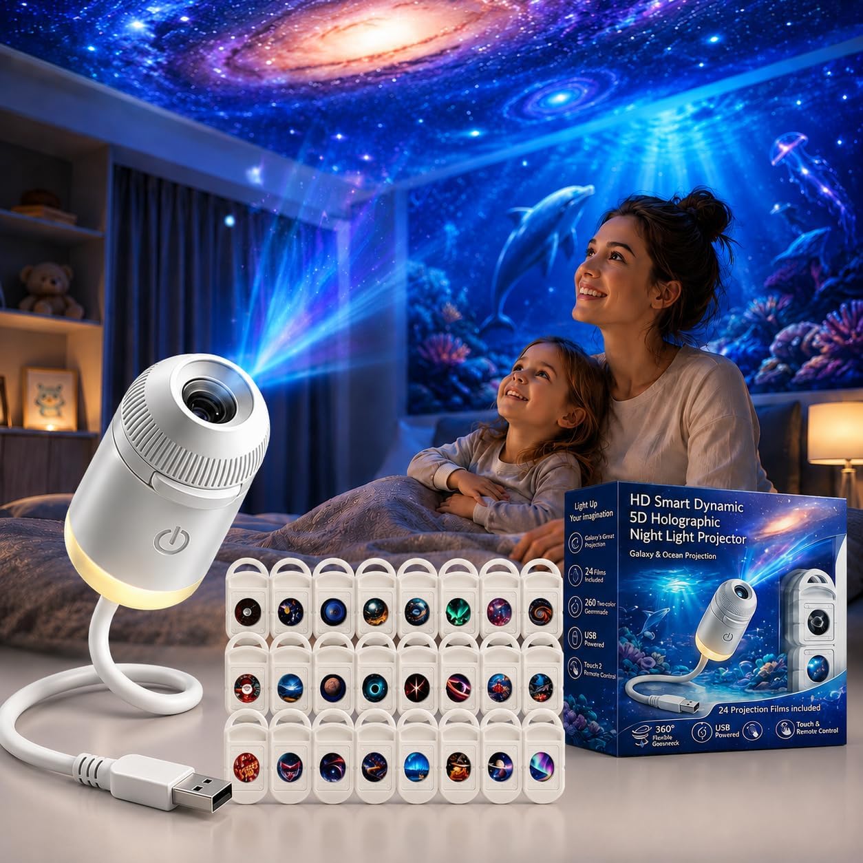Smart Home Lighting - Projecteur de lumière nocturne holographique 5D