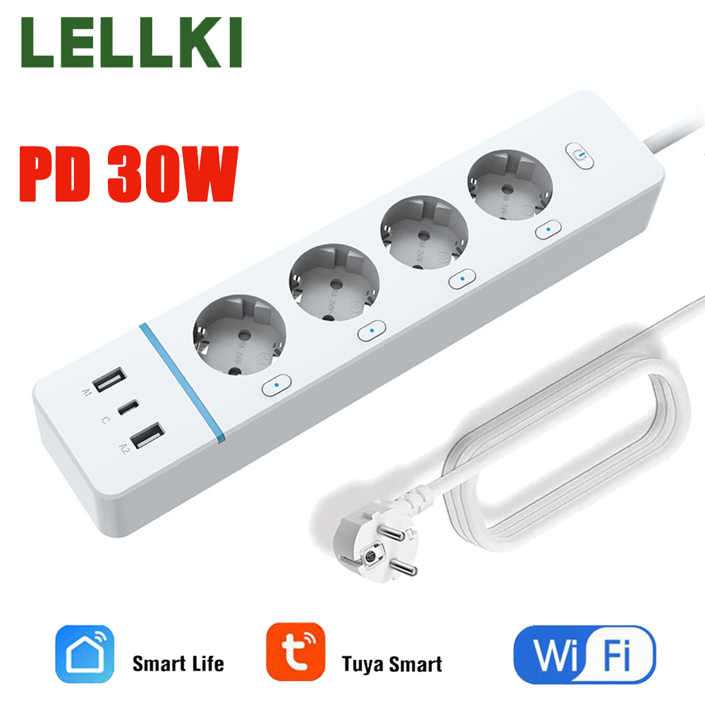 Smart Power Strip - Prise WiFi LELLKI 2A1C PD30W, multiprise